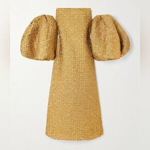 Dima Ayad off the shoulder metallic cloque gown